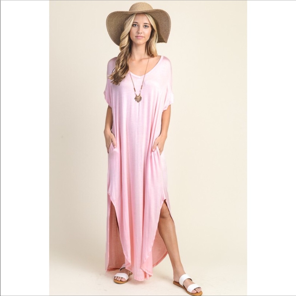 Blush Pink Long Boho Maxi Dress SZ M